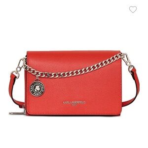 Karl Lagerfeld Red Leather Lourdes Crossbody bag